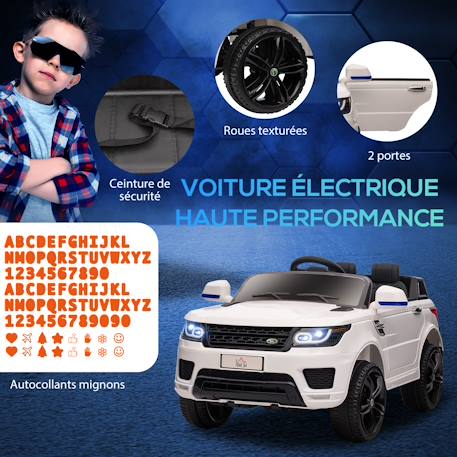 Voiture électrique enfant suv 4x4 - 12v, 5km/h max. - télécommande - nombreux effets Blanc+Noir 4 - vertbaudet enfant 