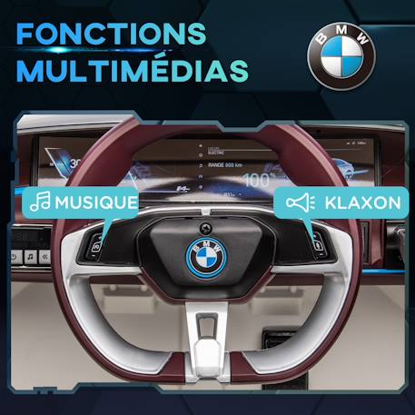 Voiture électrique enfant bmw i4 12v 5km/h max. Nombreux effets télécommande Blanc+Noir 6 - vertbaudet enfant 