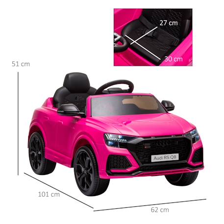 Voiture électrique enfant audi rs q8 - 2 moteurs - télécommande - effets sonores, lumineux Noir+Rose 7 - vertbaudet enfant 