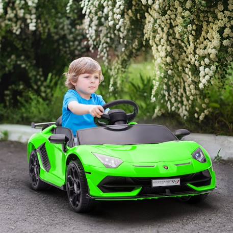 Voiture électrique enfant lamborghini aventador roadster svj télécommande effets sonores lumineux Rouge+Vert 8 - vertbaudet enfant 
