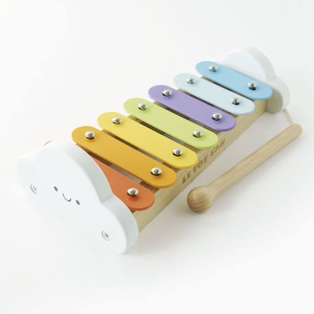 Xylophone arc-en-ciel en bois et métal Blanc 3 - vertbaudet enfant 