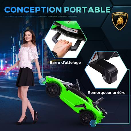 Voiture électrique enfant lamborghini aventador roadster svj télécommande effets sonores lumineux Rouge+Vert 11 - vertbaudet enfant 