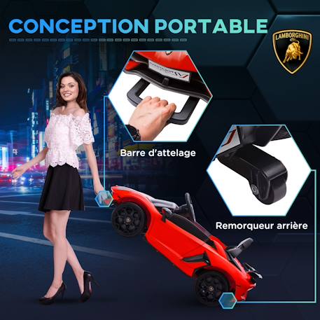 Voiture électrique enfant lamborghini aventador roadster svj télécommande effets sonores lumineux Rouge+Vert 4 - vertbaudet enfant 