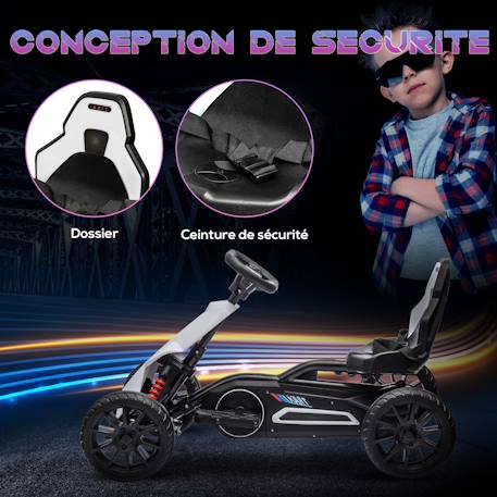 Kart électrique enfant 12v 2 vitesses max. 5 km/h ceinture sécurité Blanc 6 - vertbaudet enfant 