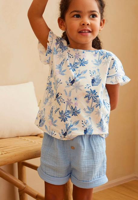 Short enfant en gaze de coton moorea Bleu 1 - vertbaudet enfant 