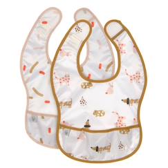 Puériculture-Lot de 2 bavoirs à poche little mateys orange epicée
