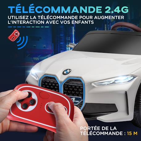 Voiture électrique enfant bmw i4 12v 5km/h max. Nombreux effets télécommande Blanc+Noir 5 - vertbaudet enfant 
