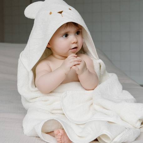Cape de bain coton bio ourson Caramel+Écru 8 - vertbaudet enfant 