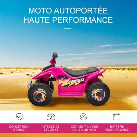 Quad électrique enfant - voiture électrique enfant - marche av, ar - 6 v, v. Max. 4,6 km/h Noir+Rose+Vert 9 - vertbaudet enfant 