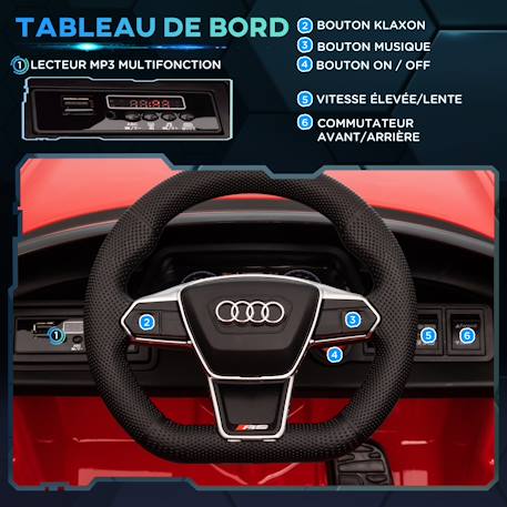 Voiture électrique enfant audi rs e-tron gt v. Max. 5 km/h télécommande effets sonores lumineux Blanc+Bleu+Noir+Rouge 23 - vertbaudet enfant 