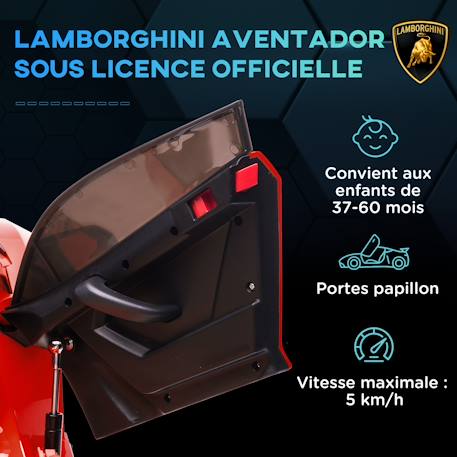 Voiture électrique enfant lamborghini aventador roadster svj télécommande effets sonores lumineux Rouge+Vert 3 - vertbaudet enfant 