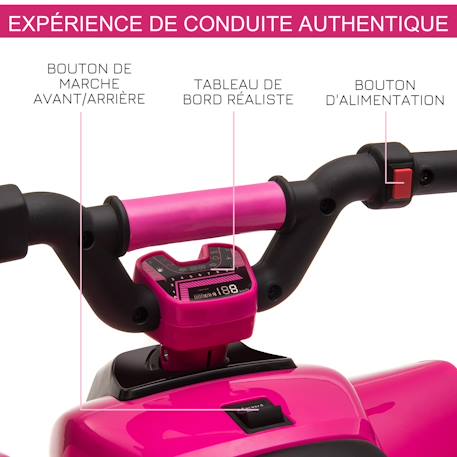 Quad électrique enfant - voiture électrique enfant - marche av, ar - 6 v, v. Max. 4,6 km/h Noir+Rose+Vert 10 - vertbaudet enfant 
