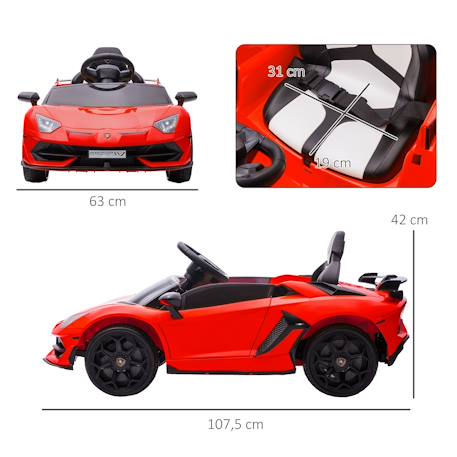 Voiture électrique enfant lamborghini aventador roadster svj télécommande effets sonores lumineux Rouge+Vert 5 - vertbaudet enfant 