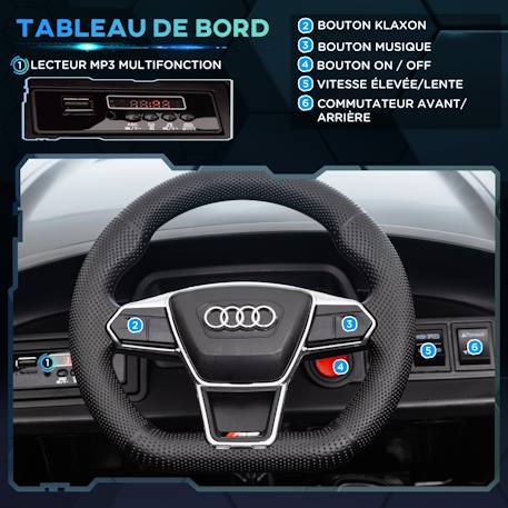 Voiture électrique enfant audi rs e-tron gt v. Max. 5 km/h télécommande effets sonores lumineux Blanc+Bleu+Noir+Rouge 17 - vertbaudet enfant 