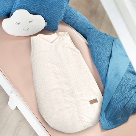 Gigoteuse sans manches en coton bio à pois en relief seashells Bleu indigo+Écru 8 - vertbaudet enfant 