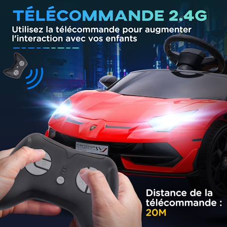 Voiture électrique enfant lamborghini aventador roadster svj télécommande effets sonores lumineux Rouge+Vert 6 - vertbaudet enfant 
