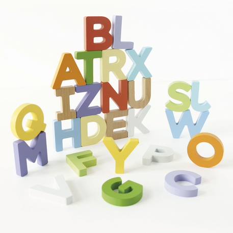 Lettres de l'alphabet en bois Bleu 5 - vertbaudet enfant 