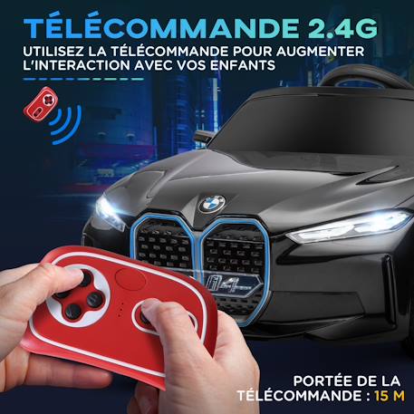 Voiture électrique enfant bmw i4 12v 5km/h max. Nombreux effets télécommande Blanc+Noir 11 - vertbaudet enfant 