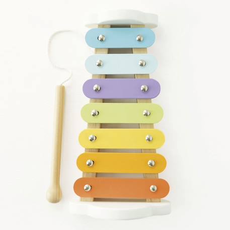 Xylophone arc-en-ciel en bois et métal Blanc 4 - vertbaudet enfant 