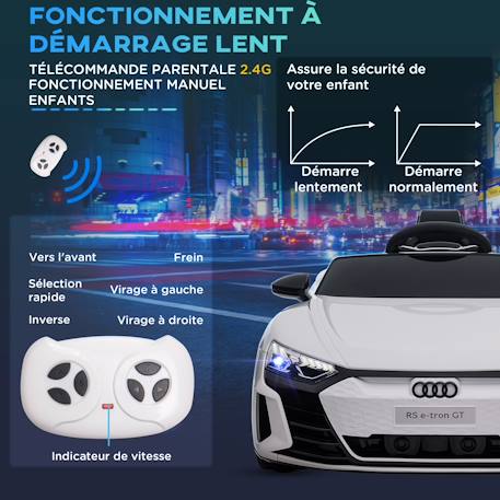 Voiture électrique enfant audi rs e-tron gt v. Max. 5 km/h télécommande effets sonores lumineux Blanc+Bleu+Noir+Rouge 6 - vertbaudet enfant 