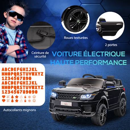 Voiture électrique enfant suv 4x4 - 12v, 5km/h max. - télécommande - nombreux effets Blanc+Noir 10 - vertbaudet enfant 