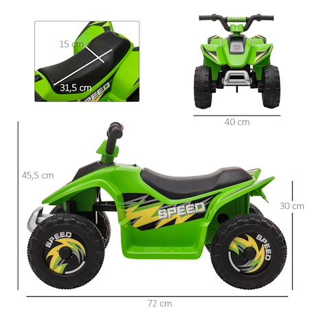 Quad électrique enfant - voiture électrique enfant - marche av, ar - 6 v, v. Max. 4,6 km/h Vert 3 - vertbaudet enfant 