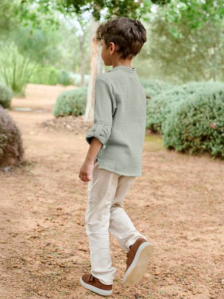 Chemise en gaze de coton personnalisable garçon manches retroussables Bleu moyen+bleu pétrole+écru+vert+vert d'eau 37 - vertbaudet enfant 