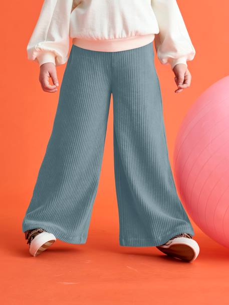 Pantalon fille large en velours anthracite+bleu grisé+blush+écru+kaki+marron+prune+rose 5 - vertbaudet enfant 