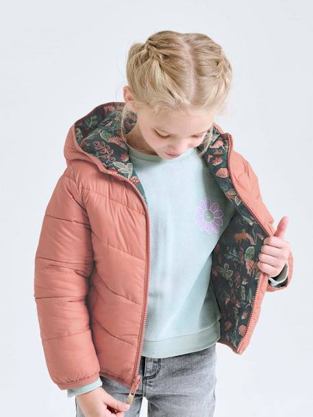 Doudoune fille légère réversible vert émeraude+vert sauge 1 - vertbaudet enfant 