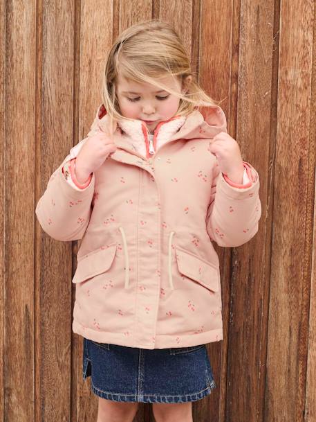 Parka fille 3 en 1 à capuche rose pâle 2 - vertbaudet enfant 