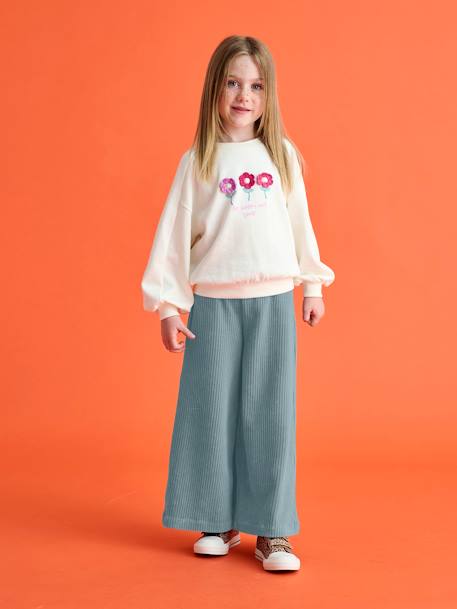 Pantalon fille large en velours anthracite+bleu grisé+blush+écru+kaki+marron+prune+rose 6 - vertbaudet enfant 