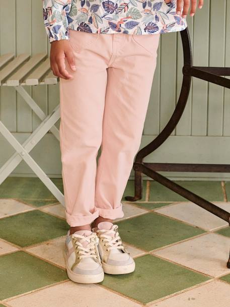 Pantalon paperbag fille poches coeur rose poudré+vert sauge 1 - vertbaudet enfant 