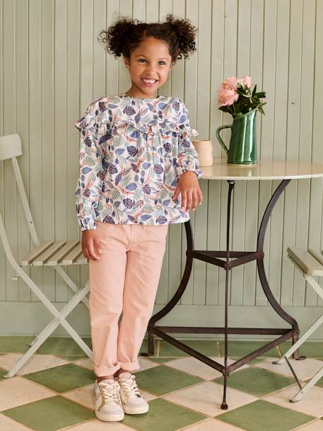 Pantalon paperbag fille poches coeur rose poudré+vert sauge 2 - vertbaudet enfant 