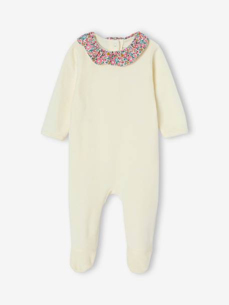 Pyjama bébé fille velours et tissu Liberty personnalisable écru 1 - vertbaudet enfant 