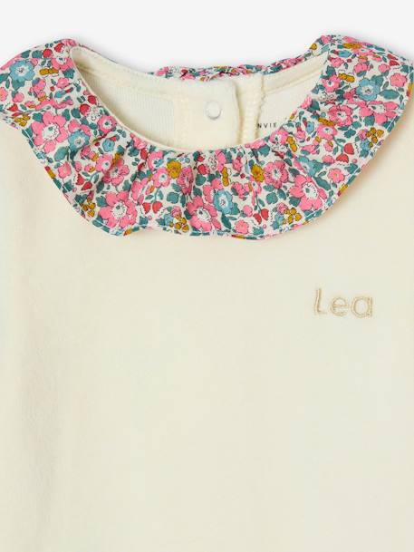 Pyjama bébé fille velours et tissu Liberty personnalisable écru 3 - vertbaudet enfant 