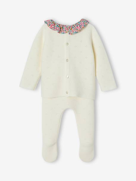 Ensemble naissance 2 pièces en tricot détail tissu Liberty écru 7 - vertbaudet enfant 