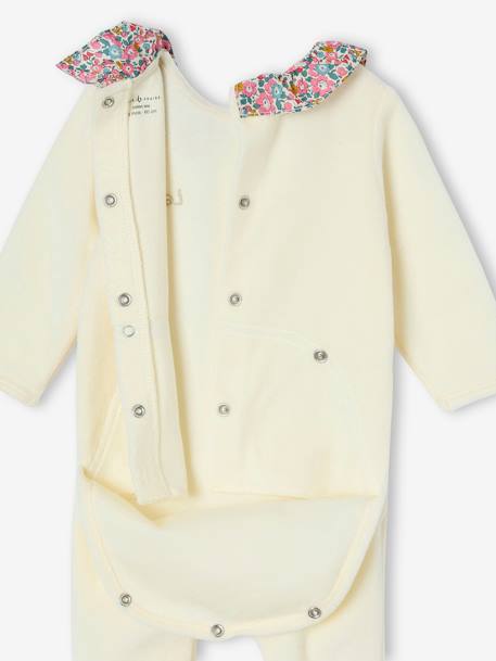 Pyjama bébé fille velours et tissu Liberty personnalisable écru 4 - vertbaudet enfant 