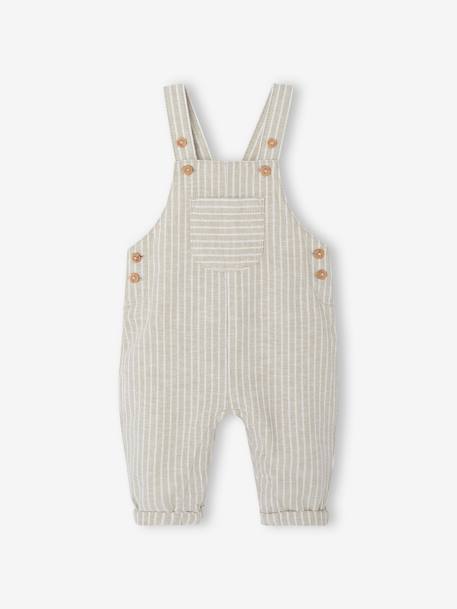 Ensemble bébé naissance cérémonie chemise salopette en lin et coton argile+bleu 4 - vertbaudet enfant 
