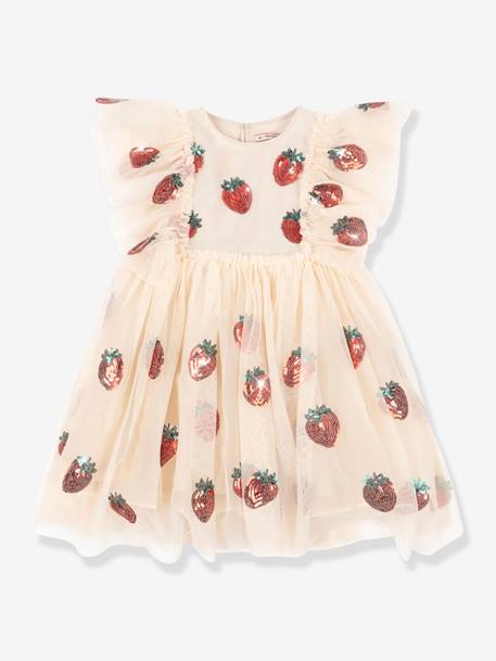 Robe à volants et sequins Yvonne rose 1 - vertbaudet enfant 