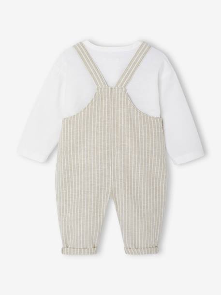 Ensemble bébé naissance cérémonie chemise salopette en lin et coton argile+bleu 5 - vertbaudet enfant 