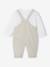 Ensemble bébé naissance cérémonie chemise salopette en lin et coton argile+bleu 5 - vertbaudet enfant 