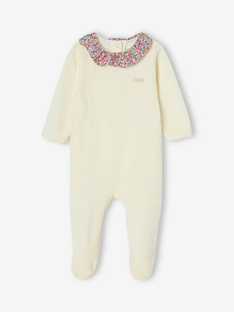 Pyjama bébé fille velours et tissu Liberty personnalisable écru 5 - vertbaudet enfant 