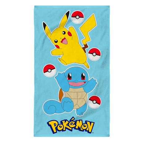 Serviette de bain et de plage imprimée 100% coton, pokemon port Bleu ciel 1 - vertbaudet enfant 