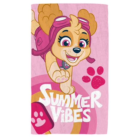 Serviette de bain et de plage imprimée 100% coton, pat patrouille good vibes Rose 1 - vertbaudet enfant 