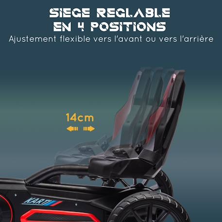 Kart à pédales enfant go kart formule 1 racing aileron avant carter chaine fermé siège réglable avec ceinture Noir+Rouge 10 - vertbaudet enfant 