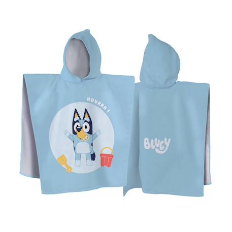Cape de bain imprimée 100% coton, bluey hourra Bleu ciel 3 - vertbaudet enfant 