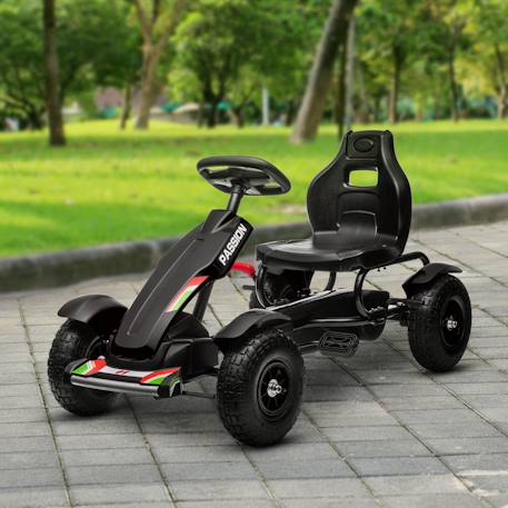 Kart à pédales enfant go kart formule 1 racing passione italia pneus gonflables caoutchouc Noir 2 - vertbaudet enfant 