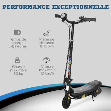 Trottinette électrique pliable enfant 120w 12 km/h max. Hauteur guidon réglable Noir+Rouge 4 - vertbaudet enfant 