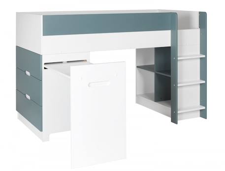 Lit mi-hauteur bureau & commode opus Blanc et bleu nuit opus+Blanc et bois+Blanc et vert mousse 13 - vertbaudet enfant 