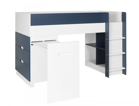 Lit mi-hauteur bureau & commode opus Blanc et bleu nuit opus+Blanc et bois+Blanc et vert mousse 4 - vertbaudet enfant 